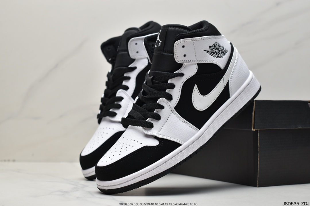 200 乔丹Air Jordan 1 Mid 黑白红AJ1 乔1 中帮 554724-122