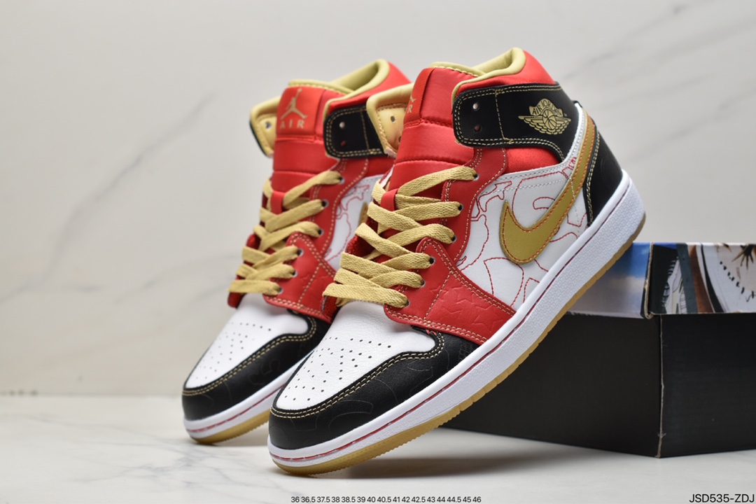 200 乔丹Air Jordan 1 Mid 黑白红AJ1 乔1 中帮 554724-122
