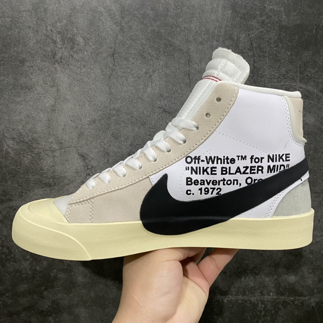 图片[2]-外贸纯原版Off-White x NK Blazer Mid OW联名款开拓者高帮休闲板鞋 AA3832-100 外贸大厂长期供外贸版本 流水线原鞋原纸板开发打造 进口网纱正确原厂同工序铝楦硫化工艺 尺码：40 40.5 41 42 42.5 43 44 44.5 45 46 47.5-选品中心
