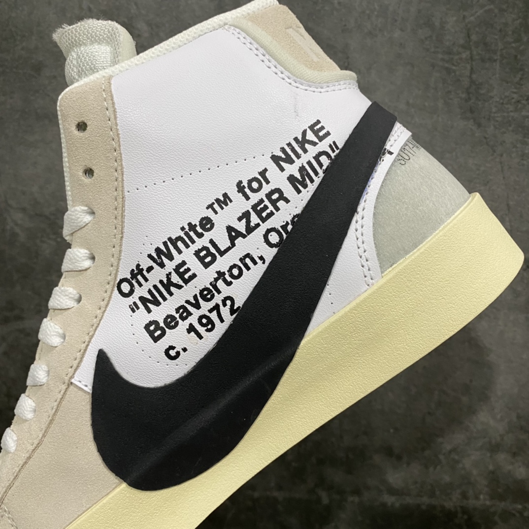 图片[7]-外贸纯原版Off-White x NK Blazer Mid OW联名款开拓者高帮休闲板鞋 AA3832-100 外贸大厂长期供外贸版本 流水线原鞋原纸板开发打造 进口网纱正确原厂同工序铝楦硫化工艺 尺码：40 40.5 41 42 42.5 43 44 44.5 45 46 47.5-选品中心
