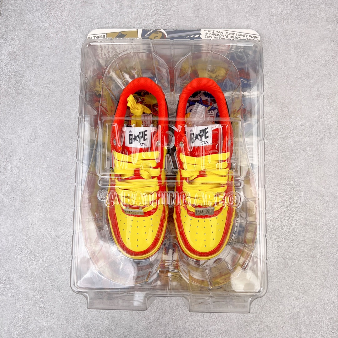 图片[2]-＃C版纯原 Marvel x Bape Sta To Low 猿人头经典低帮运动休闲板鞋 漫威超级英雄联名 钢铁侠、美队、绿巨人、黑寡妇、雷神、浣熊 全套原纸板楦头开发 确保原汁原味 市场最完美低趴版型 一比一鞋头弧度高度鞋身弧度 外贸平台指定订单 匠心打造 开发时长超过半年 独家私模磨具冲刀加持 原厂特供皮料光泽色卡零偏差 内里均采用市场最好的超软原厂填充棉 原数据进口机台高频印压LOGO 最高QC检验标准 控制溢胶瑕疵 深浅定位均保持zp一致 中底嵌入Ortholite缓震材质 全套原包装 包含猿人logo 定制防尘袋 尺码：36 36.5 37 38 38.5 40 40.5 41 42 42.5 43 44 44.5 45 46-选品中心
