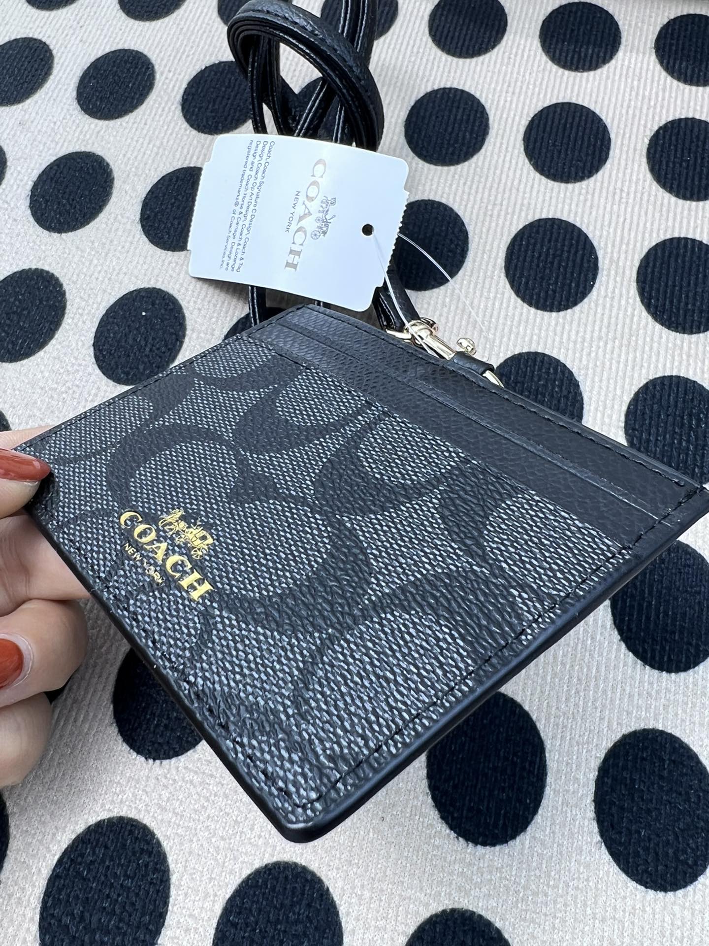 Coach ～coach F6752 老花黑色配牛皮