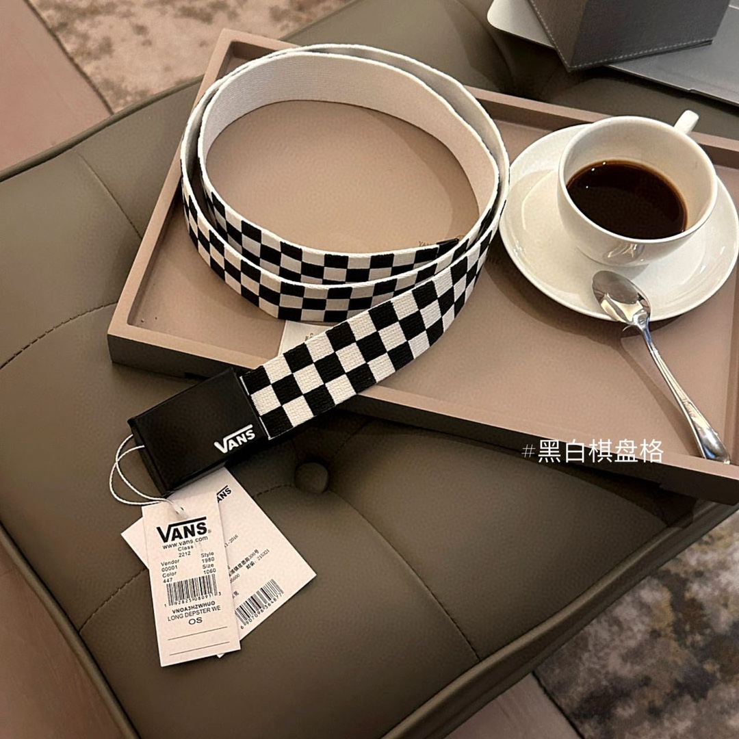 Black and white checkerboard patternBelts are the most common style of - Tie