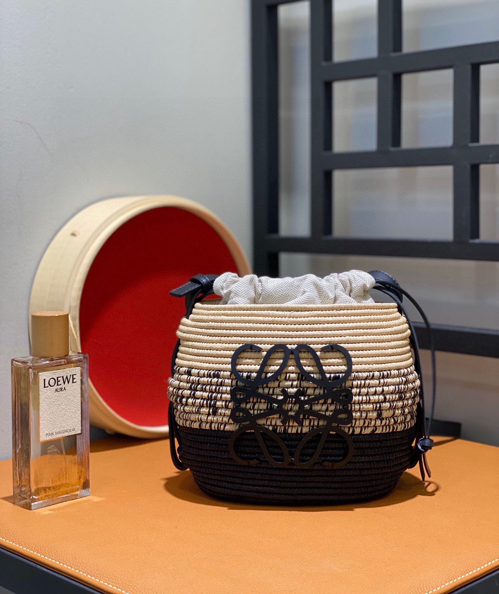 Loewe Basket Bag Small Honeycomb Raffia and Calfskin Bucket Bag 2 i1667288949 2362 0
