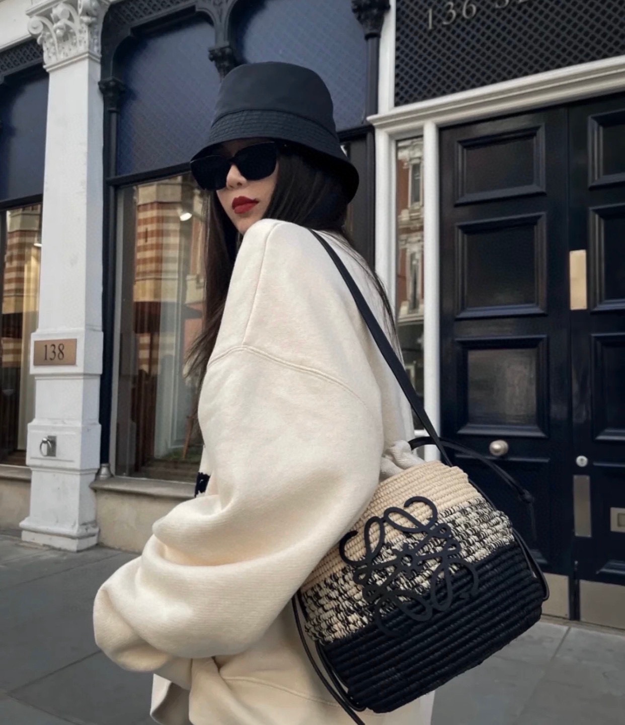 Loewe Basket Bag Small Honeycomb Raffia and Calfskin Bucket Bag 10 i1667288949 3610 8