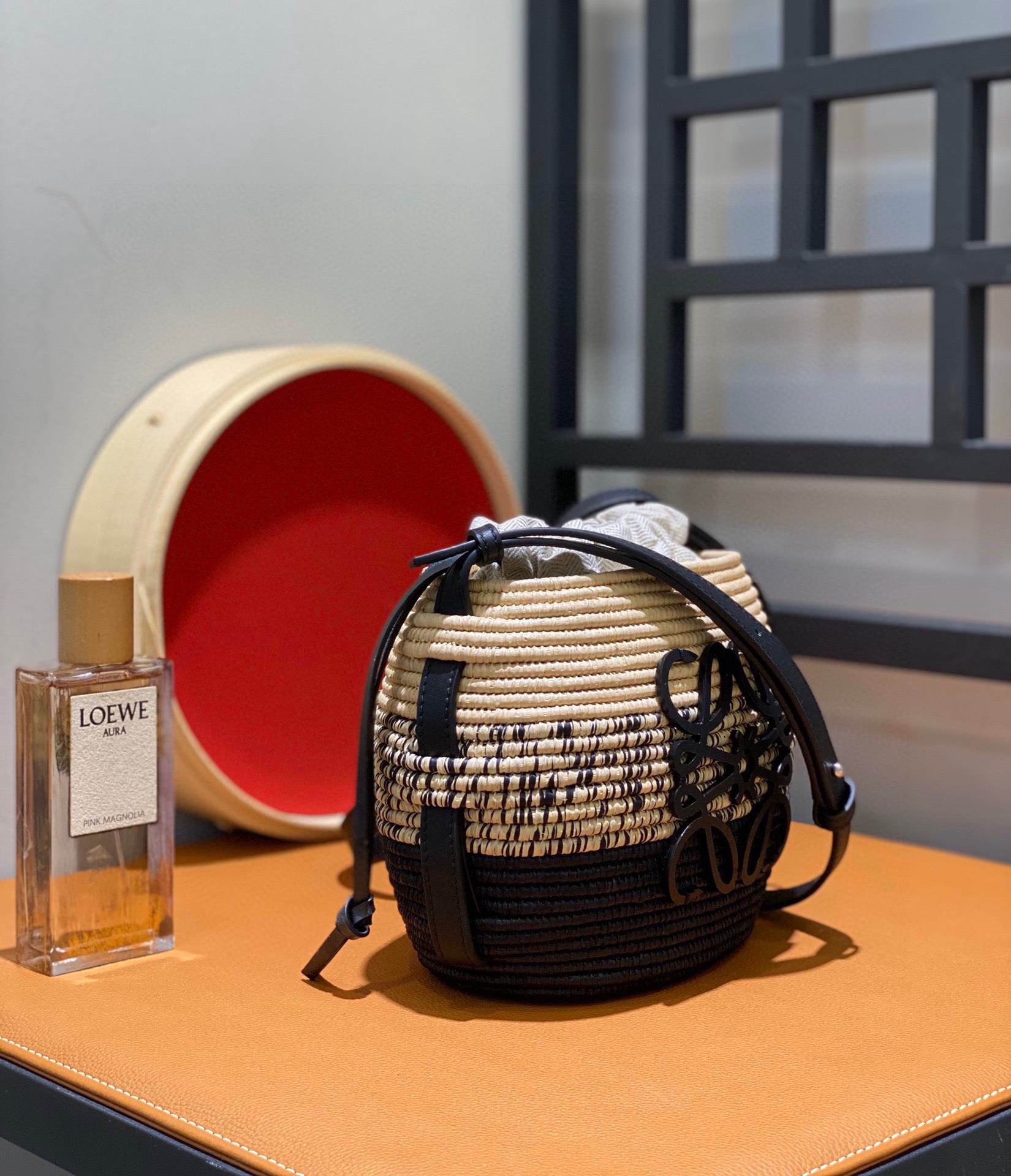Loewe Basket Bag Small Honeycomb Raffia and Calfskin Bucket Bag 5 i1667288949 4799 3