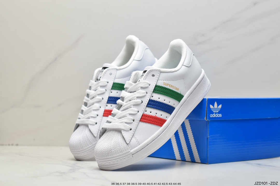 140 adidas三叶草 Originals Superstar”White/Black/Gold”贝壳头运动板鞋HP5499