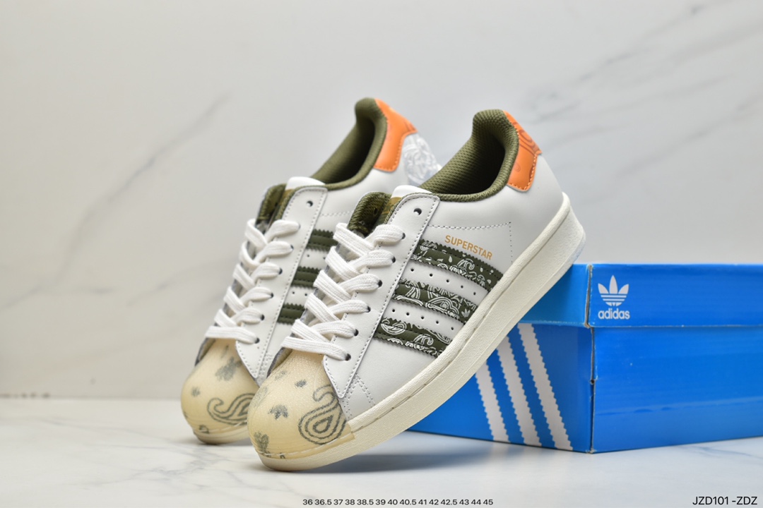 140 adidas三叶草 Originals Superstar”White/Black/Gold”贝壳头运动板鞋HP5499