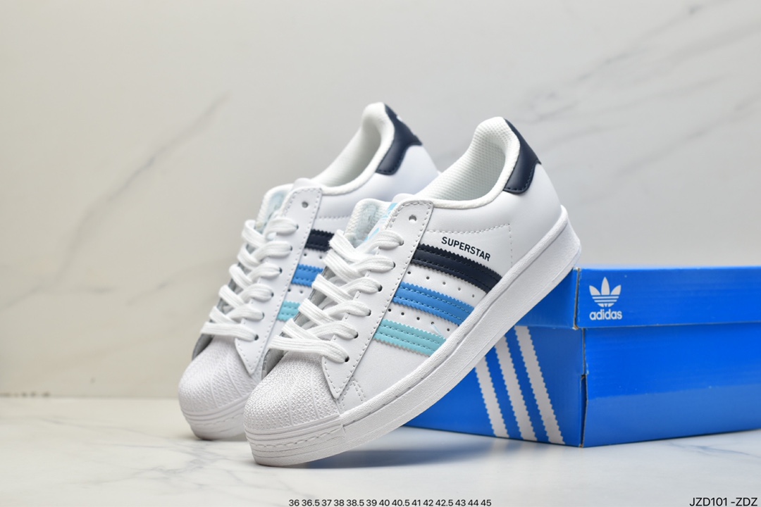 140 adidas三叶草 Originals Superstar”White/Black/Gold”贝壳头运动板鞋HP5499