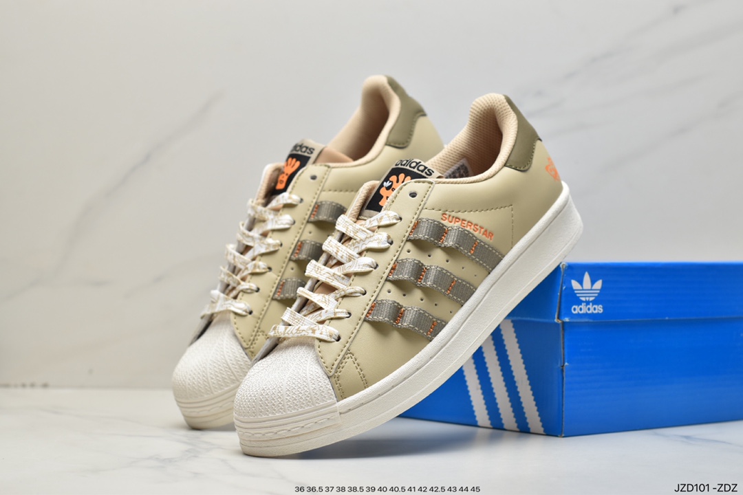 140 adidas三叶草 Originals Superstar”White/Black/Gold”贝壳头运动板鞋HP5499