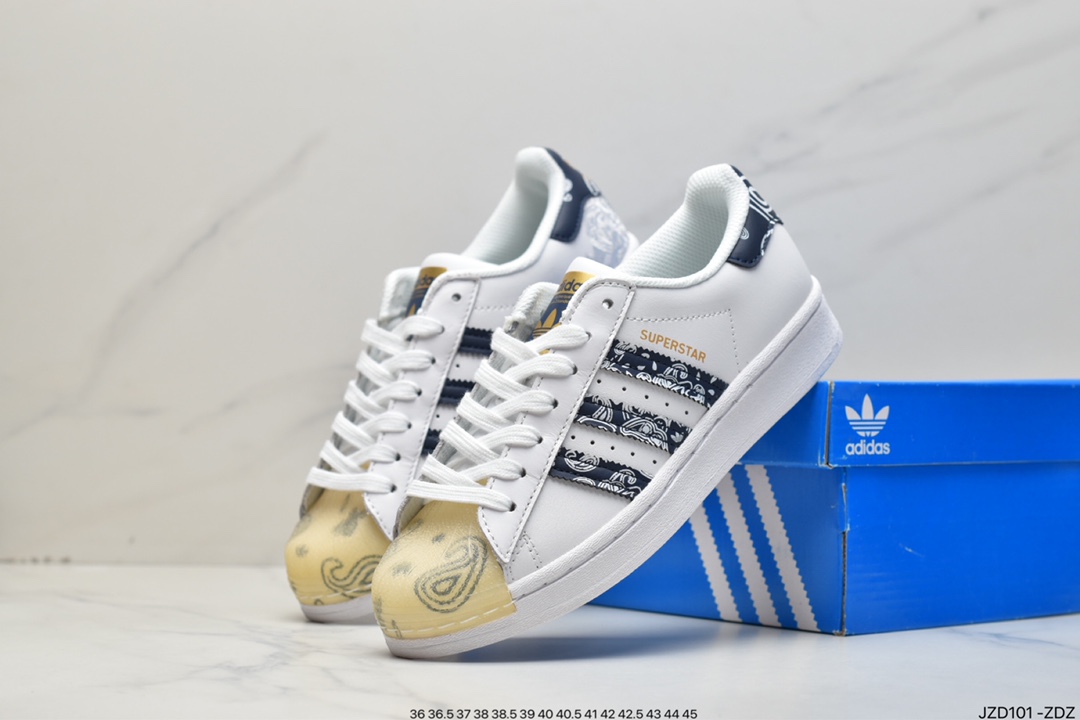 140 adidas三叶草 Originals Superstar”White/Black/Gold”贝壳头运动板鞋HP5499