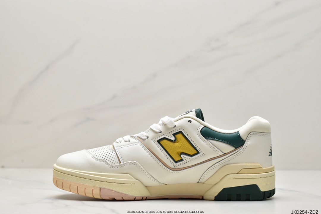 160 New Balance 55系列 白黄绿 新平衡皮面中性休闲跑鞋 BB550A2