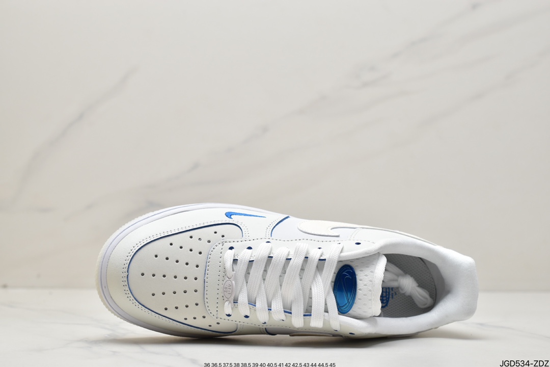 180 耐克NIKE Air Force 1 '07 Low QS”Sail White/Blue Mini Swoosh”空军一号FB1839-111