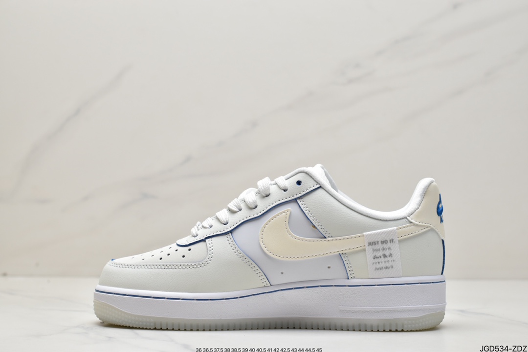 180 耐克NIKE Air Force 1 '07 Low QS”Sail White/Blue Mini Swoosh”空军一号FB1839-111