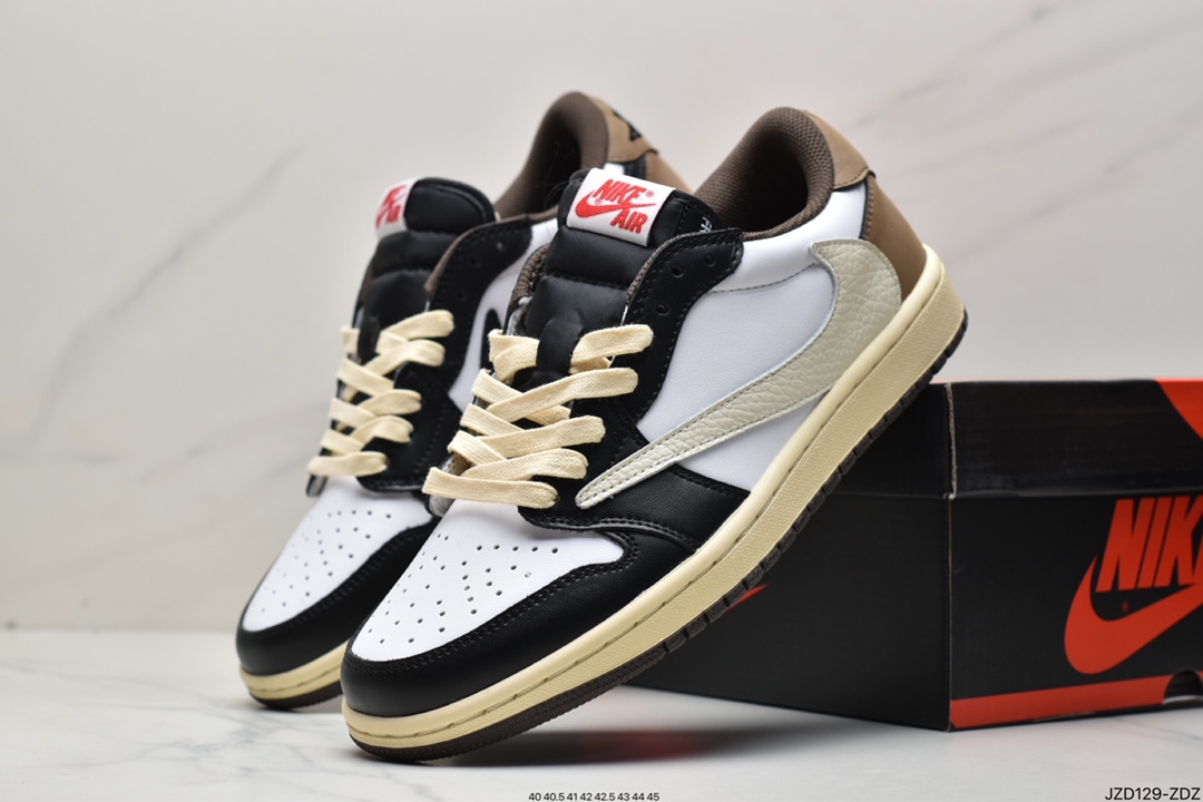 140 真标Travis Scott x Air Jordan AJ1 Low QX 倒钩TS联名低帮板鞋