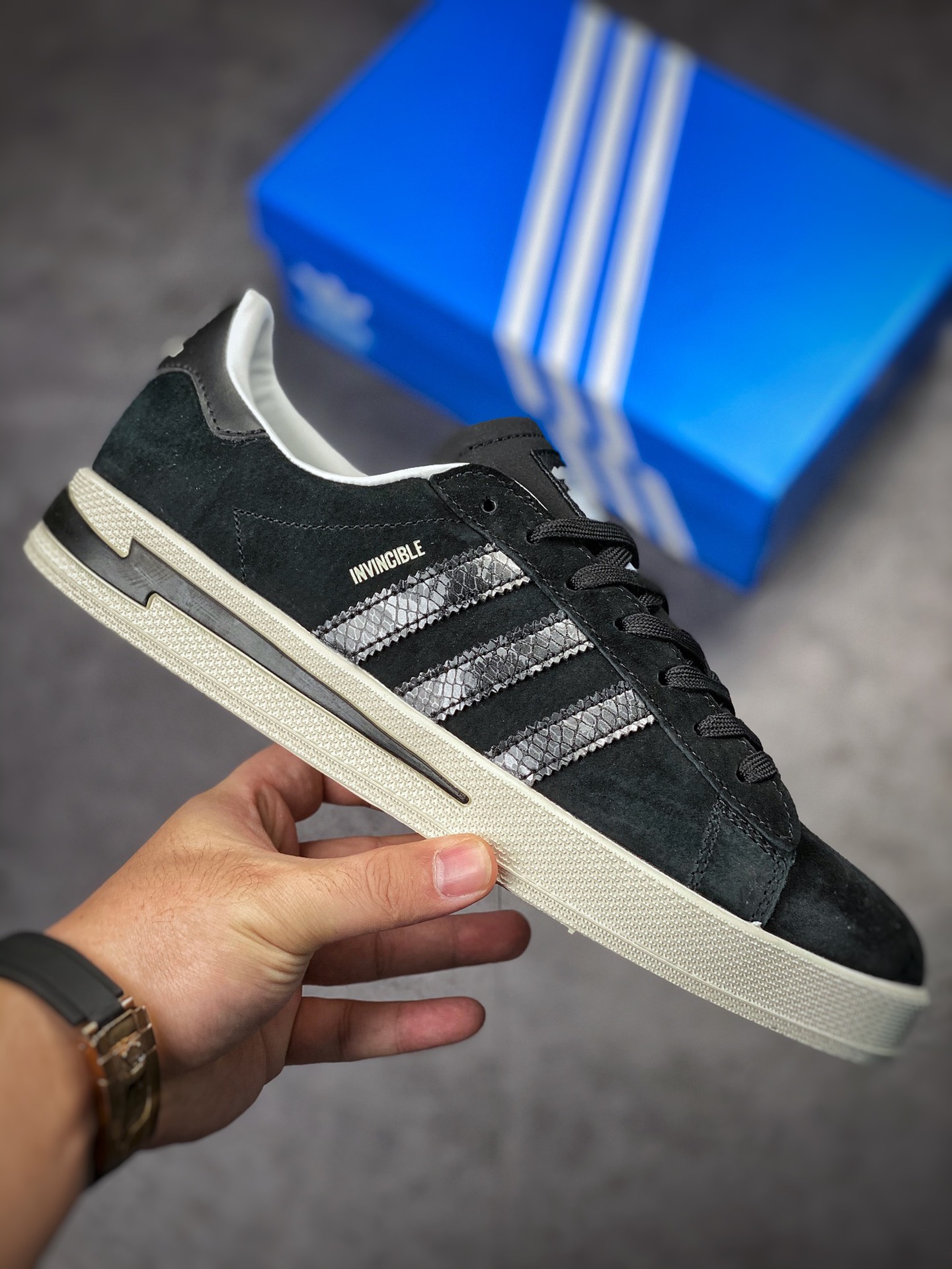 INV x NBHD x Adidas Campus Black and Silver Snake GW8852