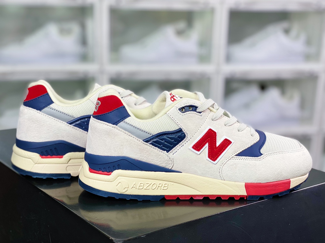 NB M998 Made in USA high-end American bloodline series jogging shoes ”off-white navy blue red” M998JS4