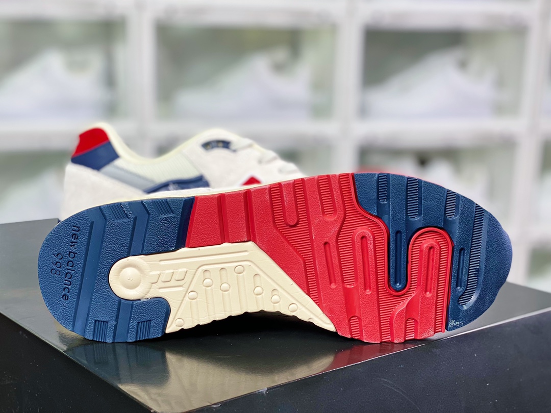 NB M998 Made in USA high-end American bloodline series jogging shoes ”off-white navy blue red” M998JS4