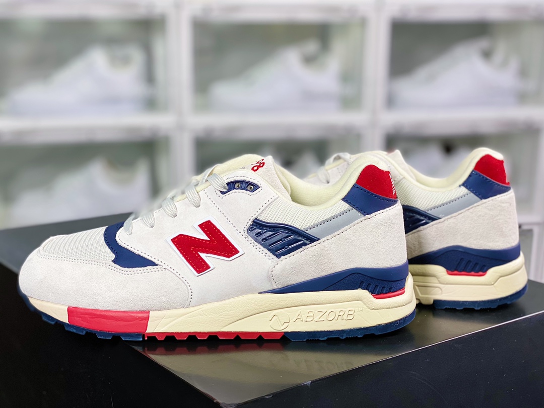 NB M998 Made in USA high-end American bloodline series jogging shoes ”off-white navy blue red” M998JS4