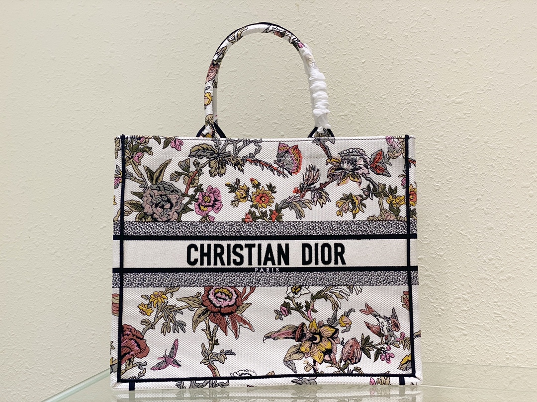 Dior Book Tote Handbags Tote Bags White Embroidery