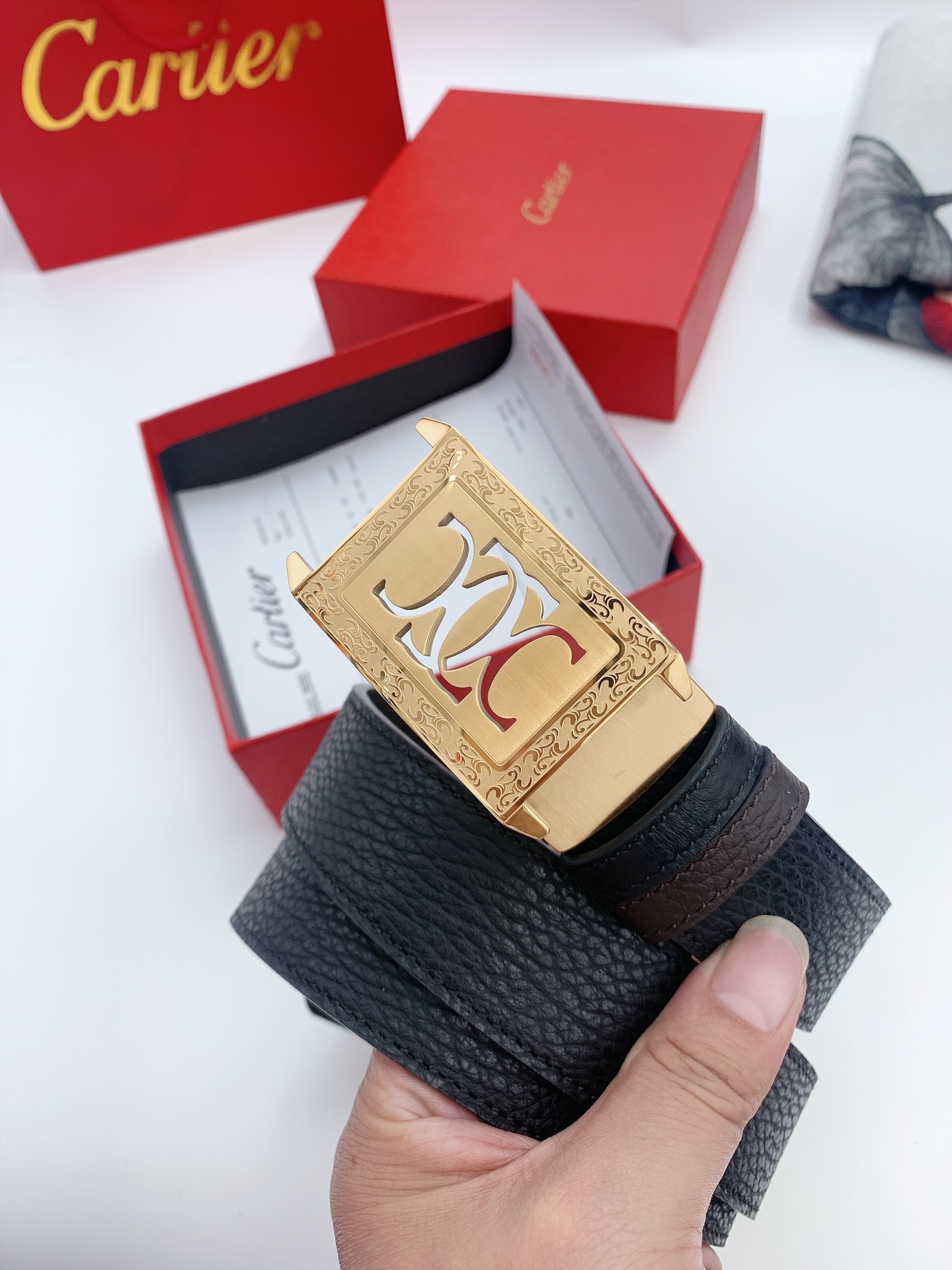 Imported Calf Leather Calcium Belts: High Quality, 3.5 cm Width. - 图片 1