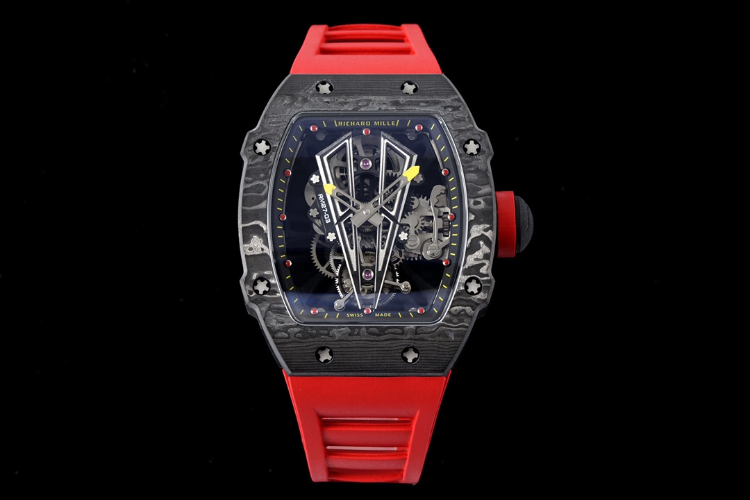 NO:146127,The new RM27-03 Roaring Bull Richard Mille Richard Mille has a huge move to poison you!  This time, a roaring bull was sent. The Spanish bull - rm27-03 ultra-light sports tourbillon watch. rm27-03 tourbillon watch has a strong sense of viciousness and killing people at a glance. The red and yellow color represents the red and yellow tones of Nadal's motherland Spain, as well as the color of the ongoing red clay field French Open Open. The domineering tourbillon movement design center mechanical movement is above the mechanical movement of the hollow bridge plate. Below the 