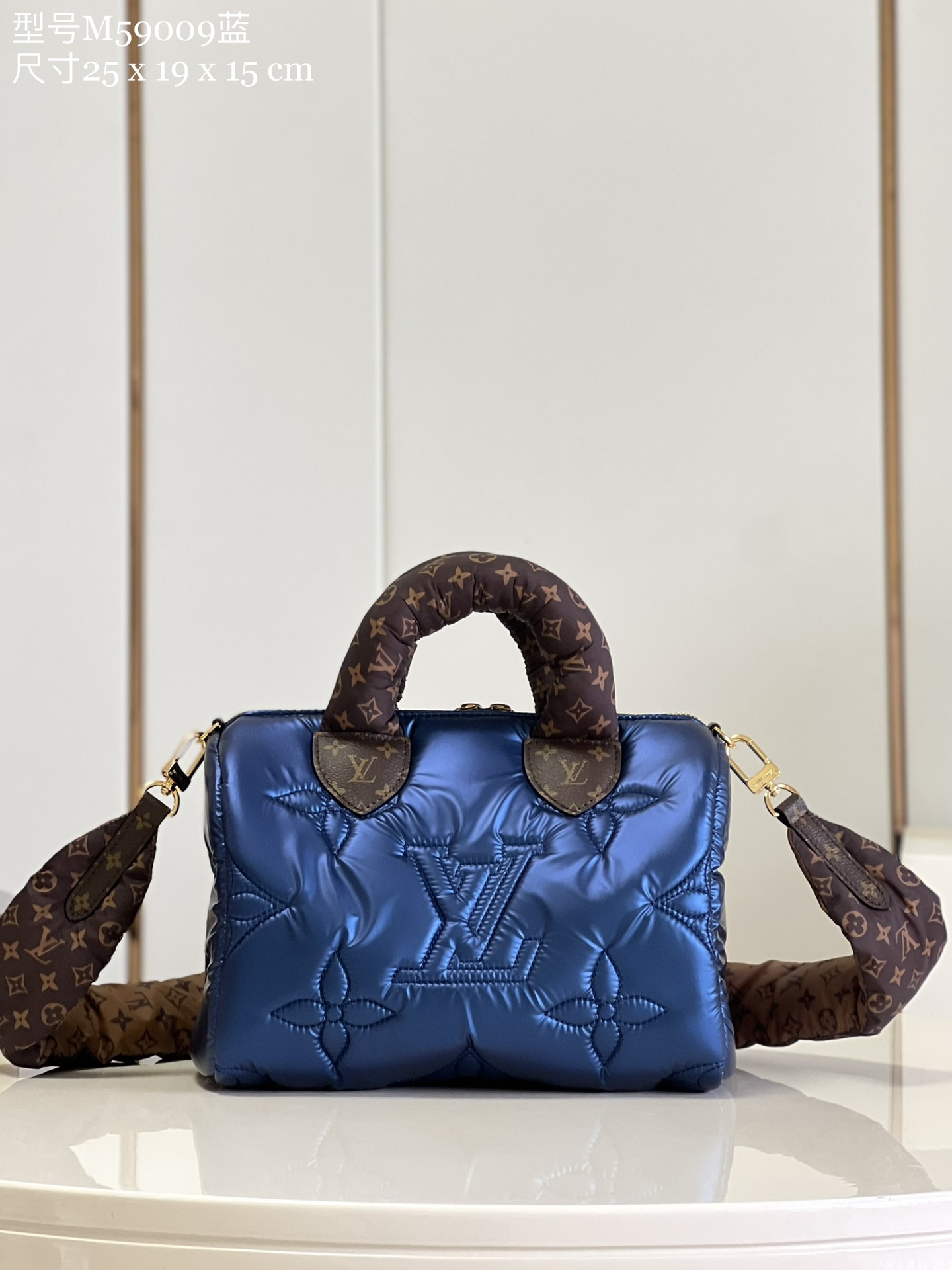 Louis Vuitton LV Speedy Bags Handbags Blue Embroidery Monogram Canvas Mini M59009