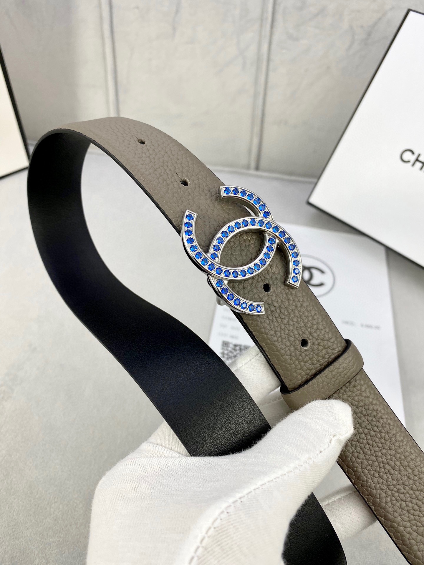 Chanel 荔枝纹平纹皮ベルト 3.0cm幅 魅力的な金銀色の鋼扣