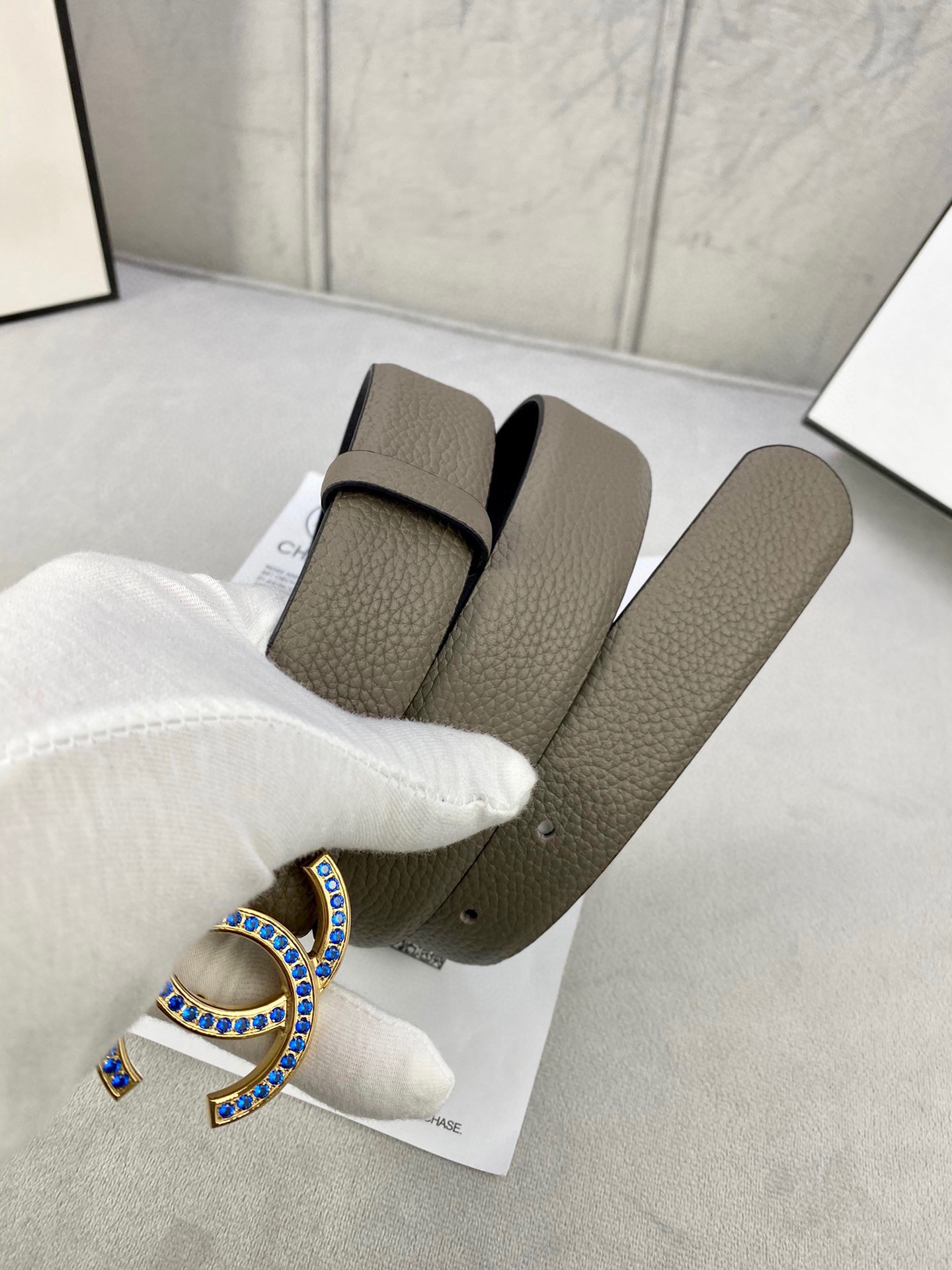 Chanel 荔枝纹平纹皮ベルト 3.0cm幅 魅力的な金銀色の鋼扣