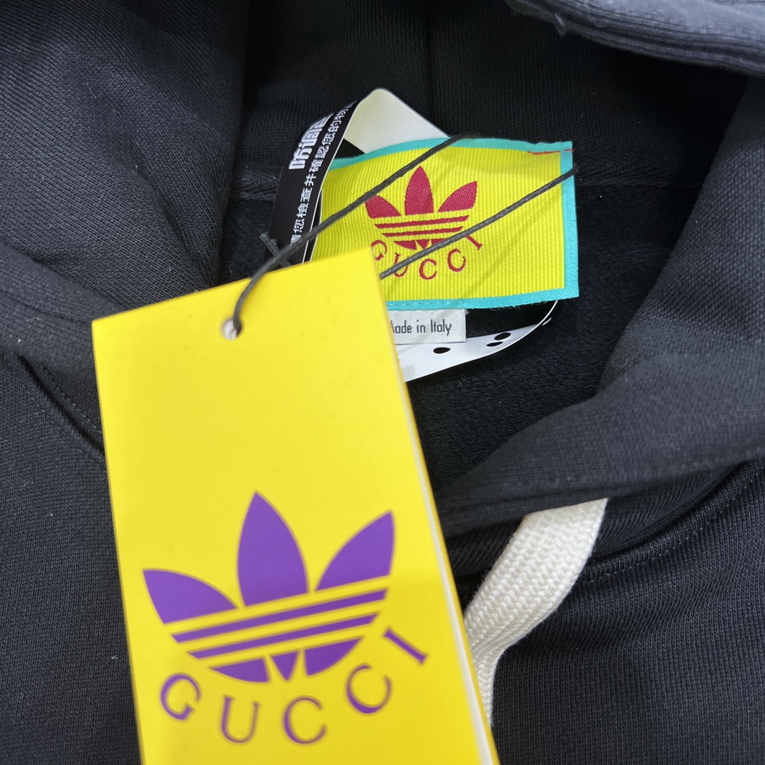 280 Gucci家 ×adidas三叶草印花LOGO连帽卫衣