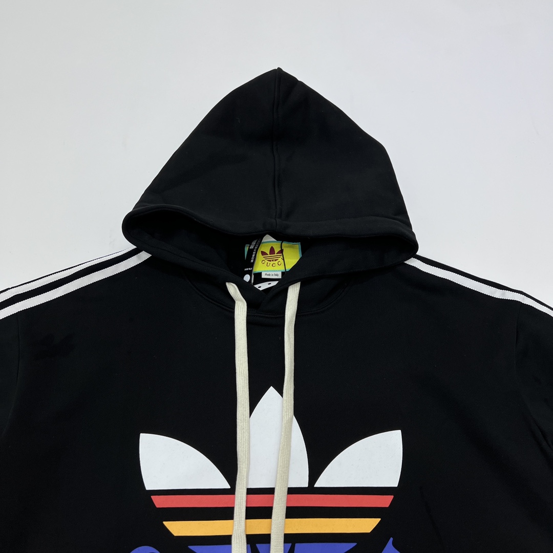 280 Gucci家 ×adidas三叶草印花LOGO连帽卫衣