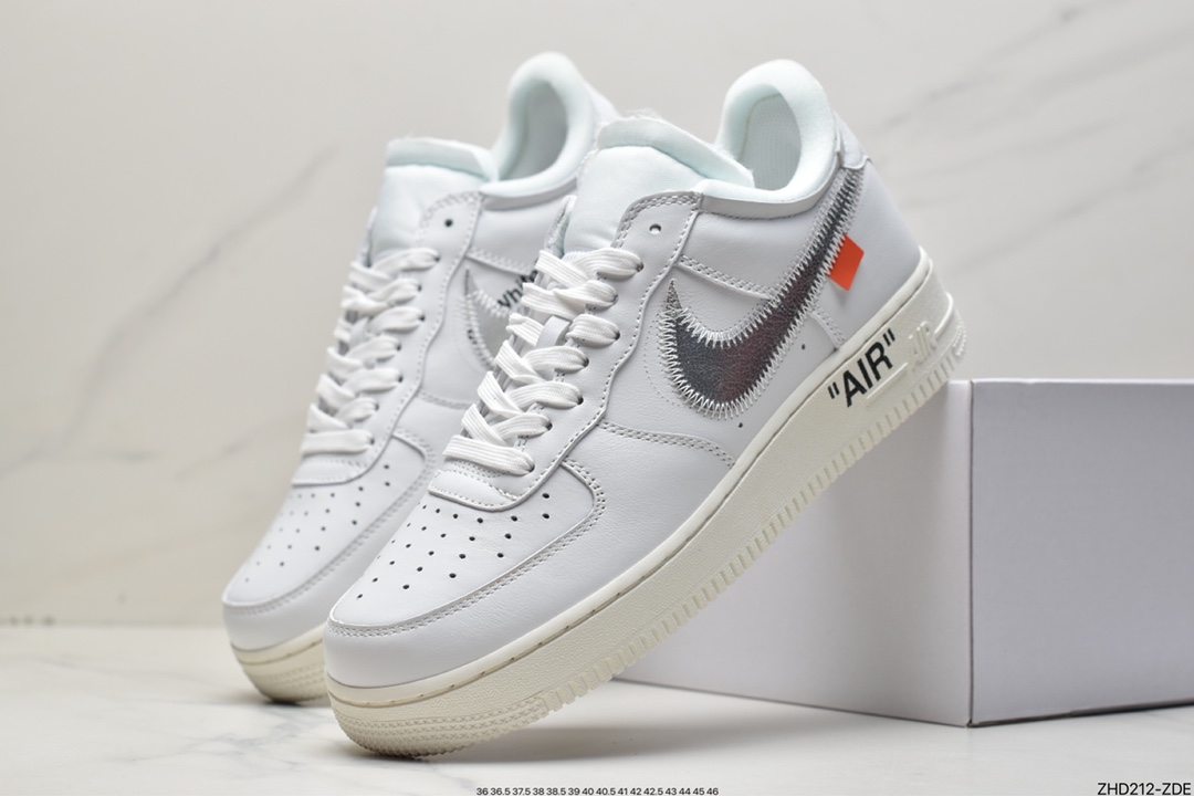 300 纯原版本OFF WHITE Nike Air Force 1 Low 空军低帮经典板鞋白银勾 AO4297-100
