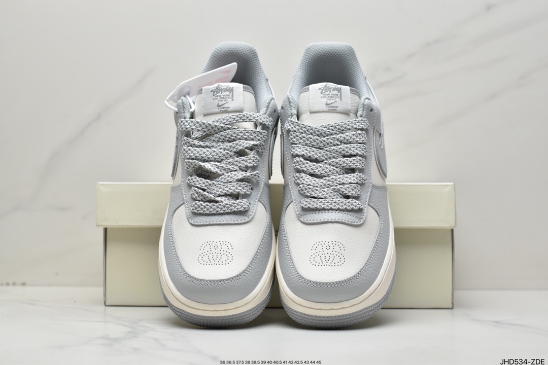 ”Joining again, the original American street fashion brand-Stüssy x Air Force 1′07 Low””Milk White/Grey””ST2022-616”