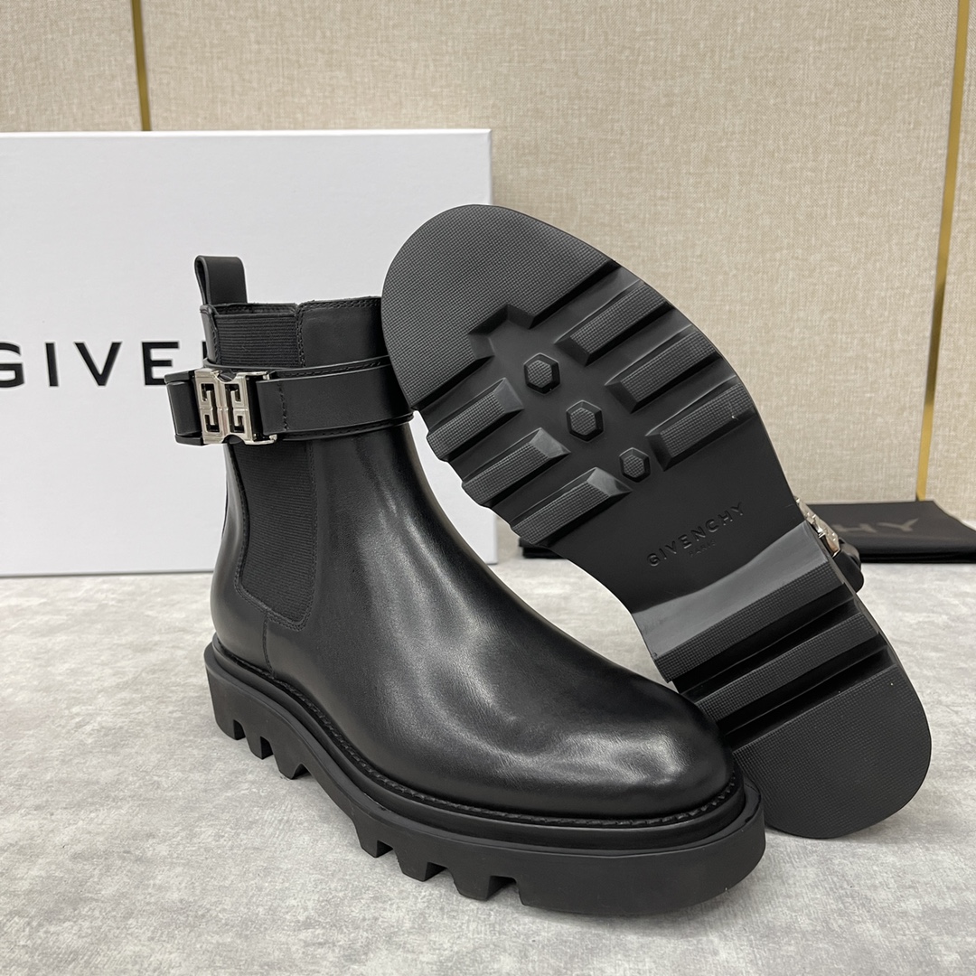 GVX新品Terra4GLOGO搭扣皮靴切尔西马丁靴/骑士靴Terra光滑牛皮打造踝部周围环绕4GLOG