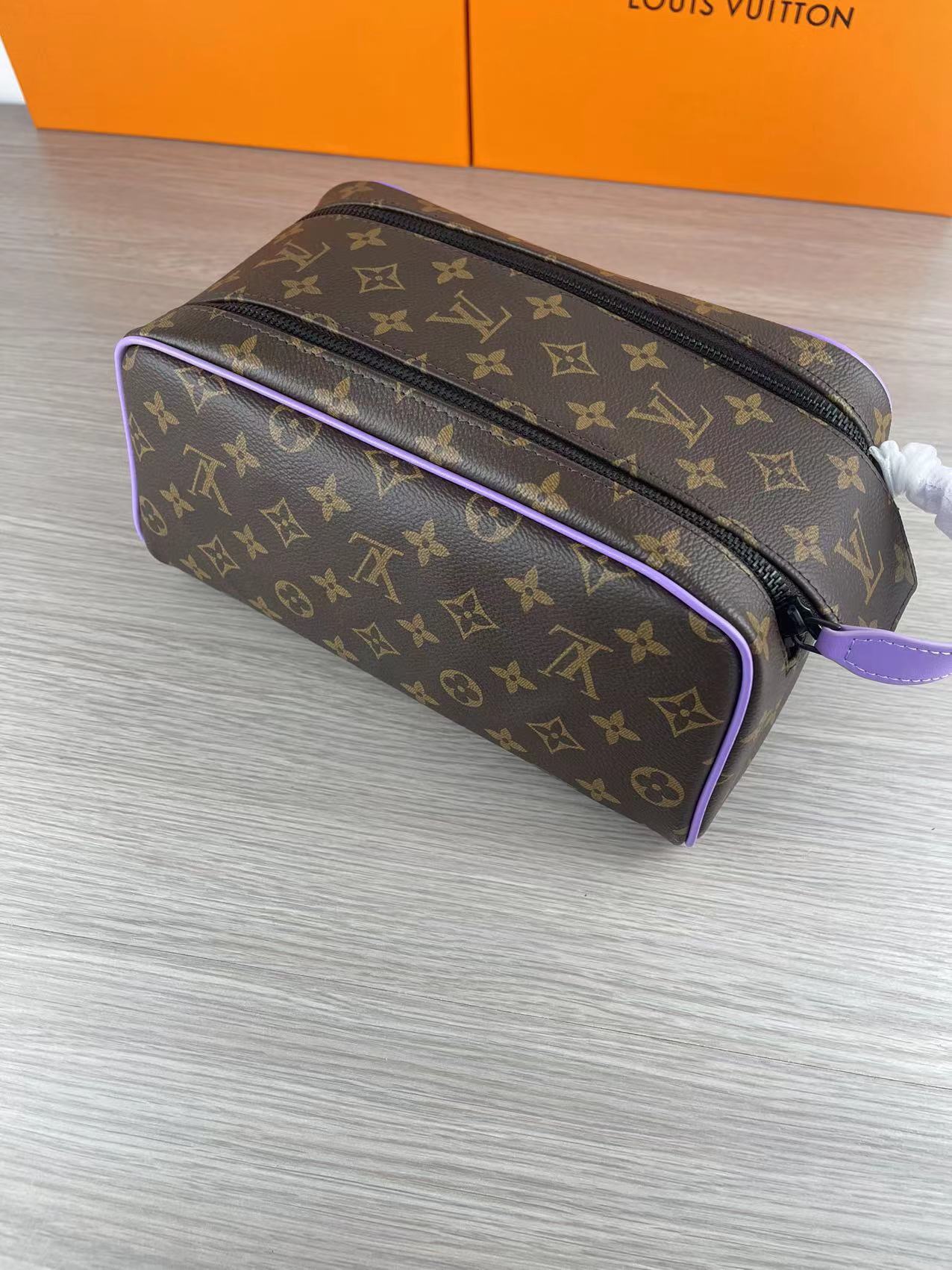 Purple Monogram Leather Wash Bag Front View