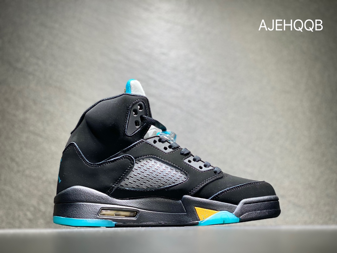 380 Air Jordan 5 Aqua AJ5 黑黄兰 篮球鞋 DD0587-047