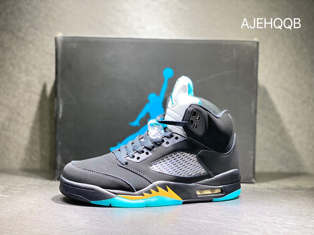 380 Air Jordan 5 Aqua AJ5 黑黄兰 篮球鞋 DD0587-047