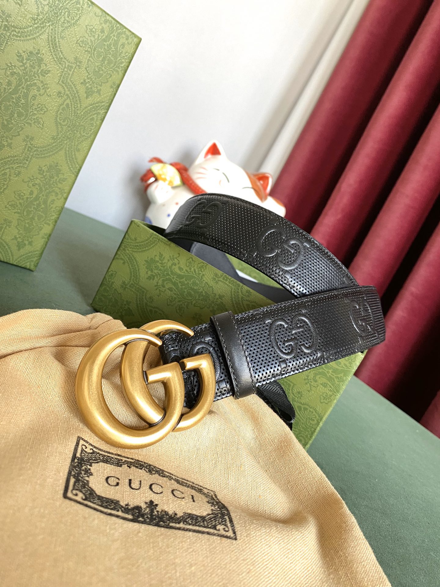 Gucci Marmont Cinturón Negro Impresión