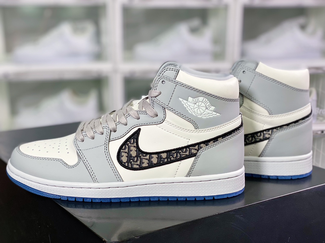 550 2020ss高奢品牌-迪奥 x Air Jordan Brand 1 High OG ”Grey”AJ1乔丹一代CN8607-002