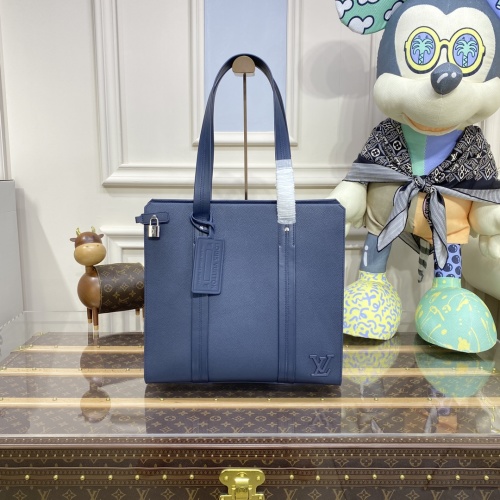 Louis Vuitton Aerogram Leather Tote Bag, Minimalist Design, Blue 1 Louis Vuitton Aerogram Leather Tote Bag, Minimalist Design, Blue