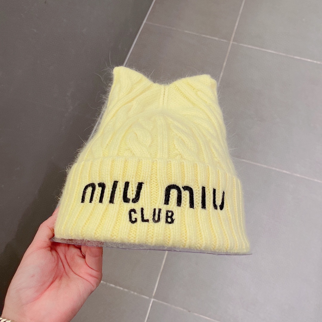 缪缪miumiu2022秋冬新款针织羊毛帽
