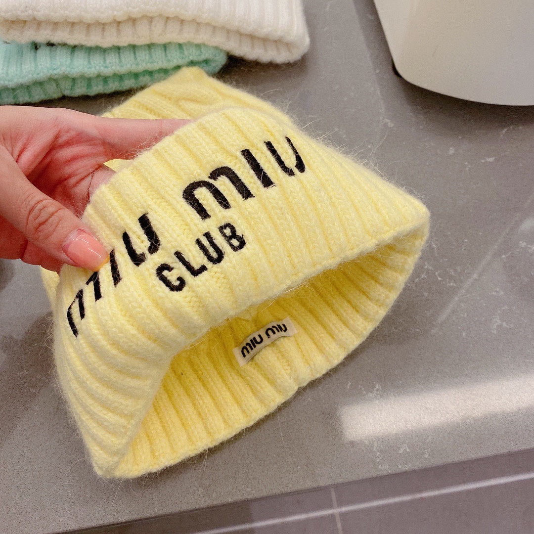 缪缪miumiu2022秋冬新款针织羊毛帽