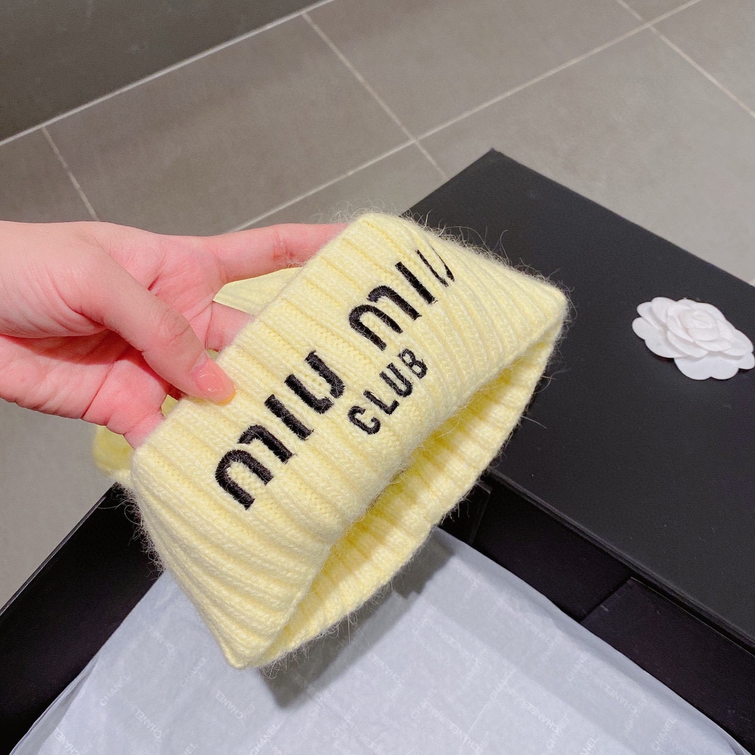缪缪miumiu2022秋冬新款针织羊毛帽
