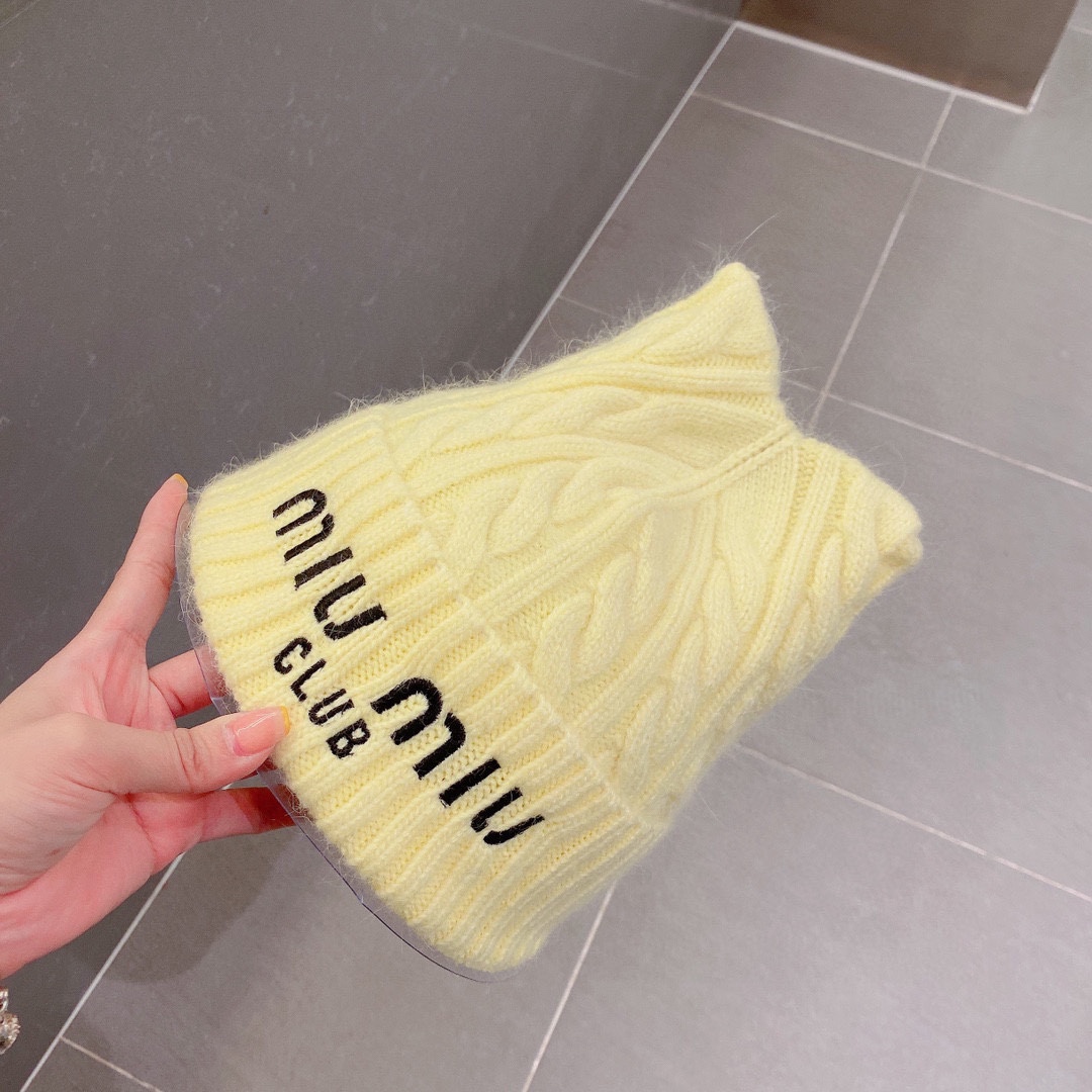 缪缪miumiu2022秋冬新款针织羊毛帽