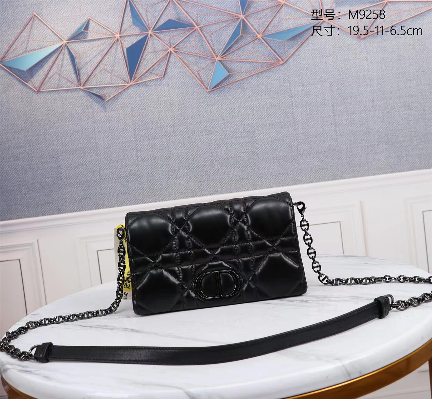 Dior Caro Bags Handbags Black Cowhide Chains