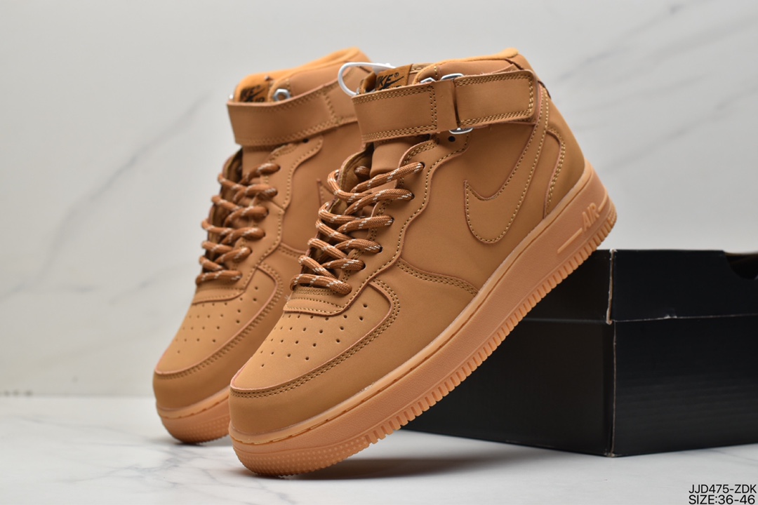 130 耐克Nike Air Force 1 High '07 WBFLAX Wheat 小麦色中帮空军CJ9158-200