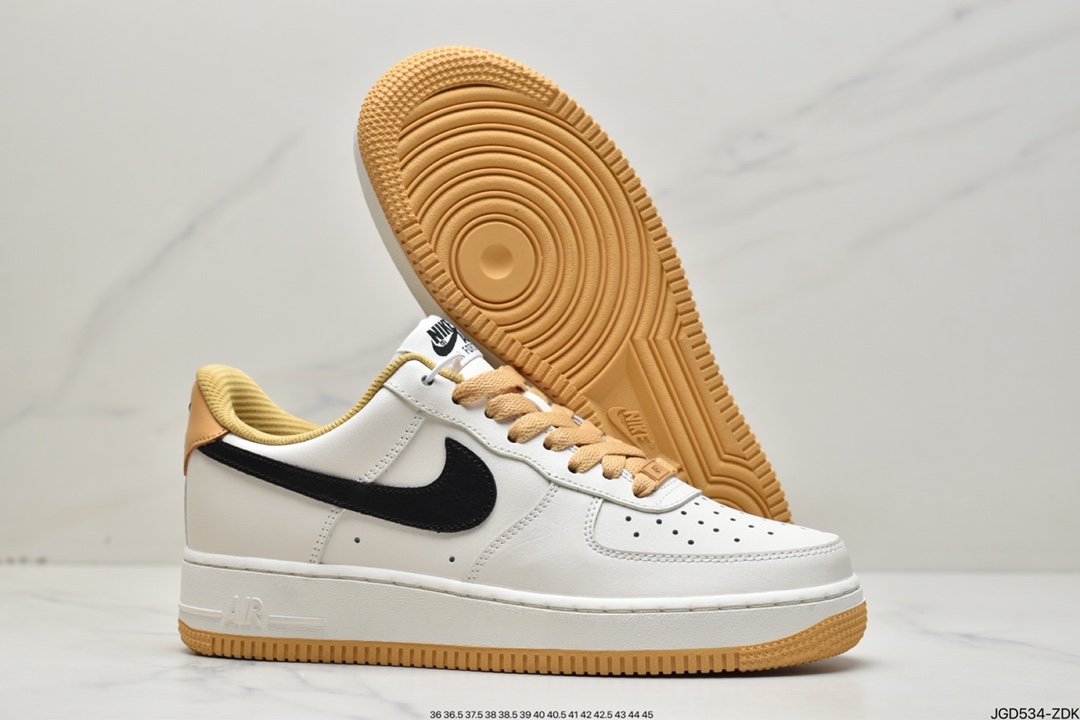 Nike Air Force 1 Low 07 white yellow black raw rubber sole FD9063-101