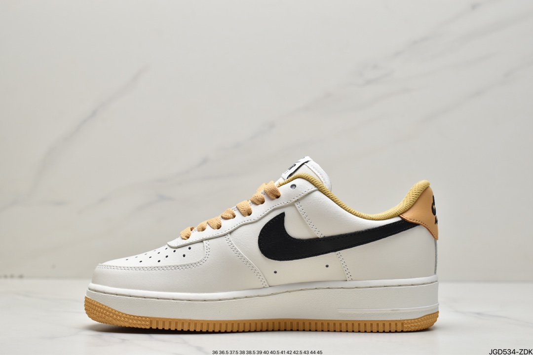 Nike Air Force 1 Low 07 white yellow black raw rubber sole FD9063-101