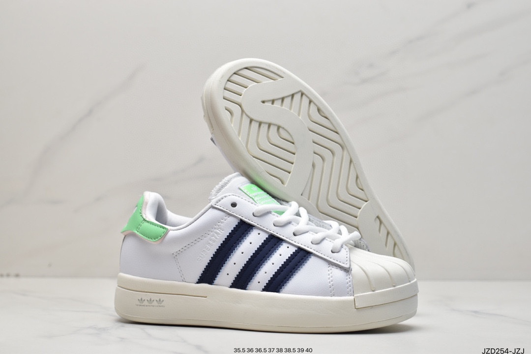 adidas originals Superstar casual wear-resistant sneakers women's white and green GW9588