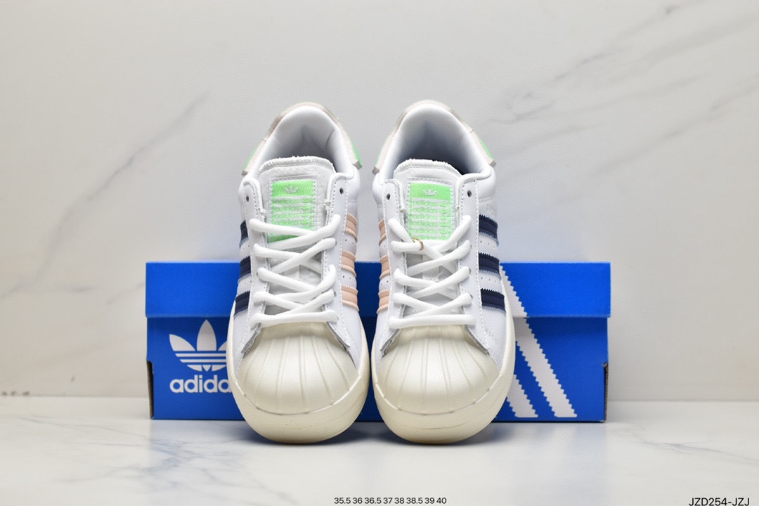 adidas originals Superstar casual wear-resistant sneakers women's white and green GW9588